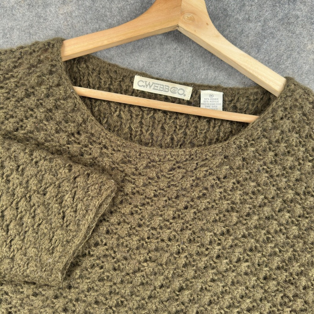 Vintage C Webb & Co Sweater Womens Medium‎ Green Mohair Chunky Knit Hong Kong